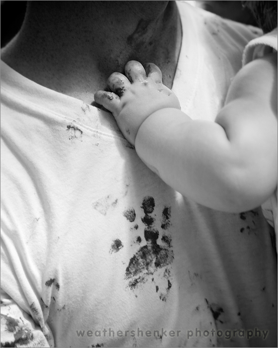 One year old's handprint on father's t-shirt | Austin child photographer